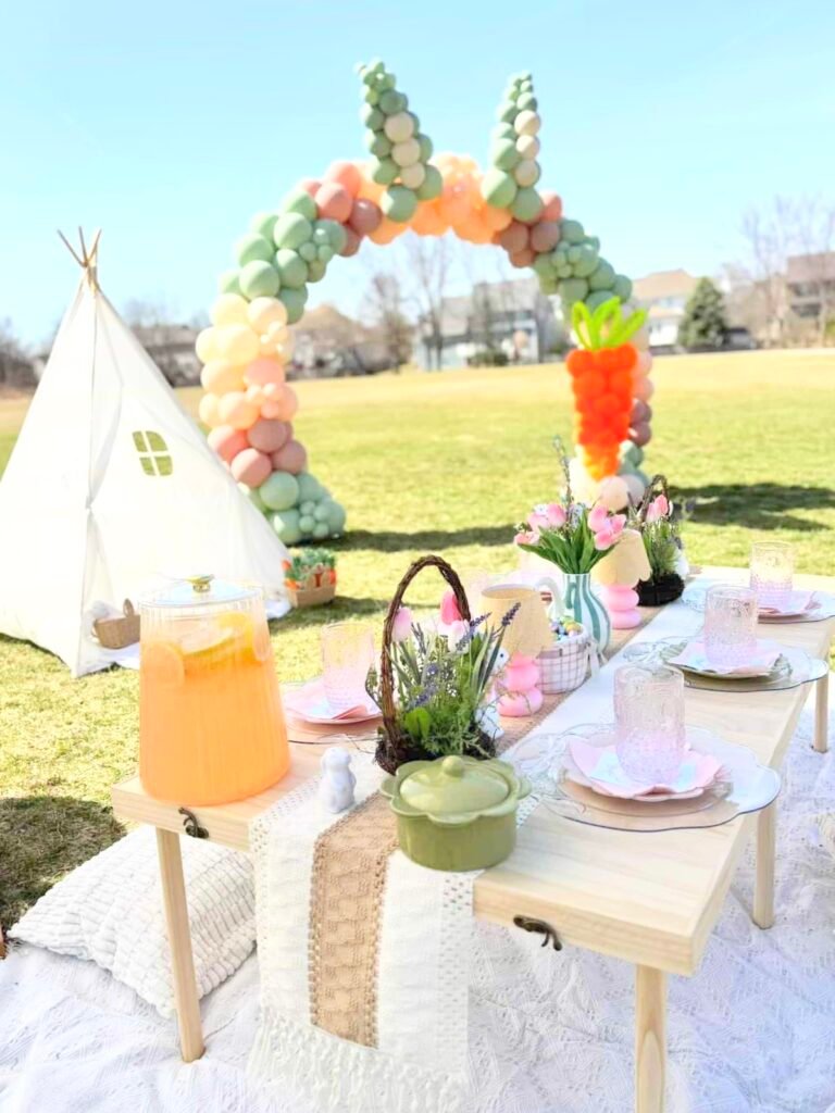 A Whimsical Easter Picnic with a Pastel Inspired Balloon Arch 4