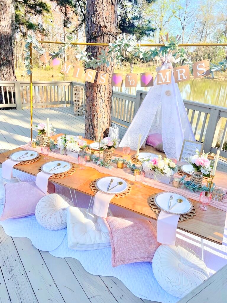 A Stunning Rose Quartz  - Dusty Blush Picnic Featuring a Lace Tent 6