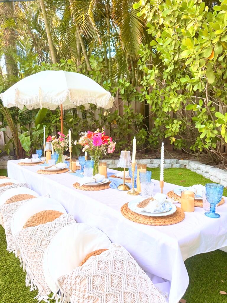 A Coastal-Inspired Al Fresco Picnic with Macrame Pillows